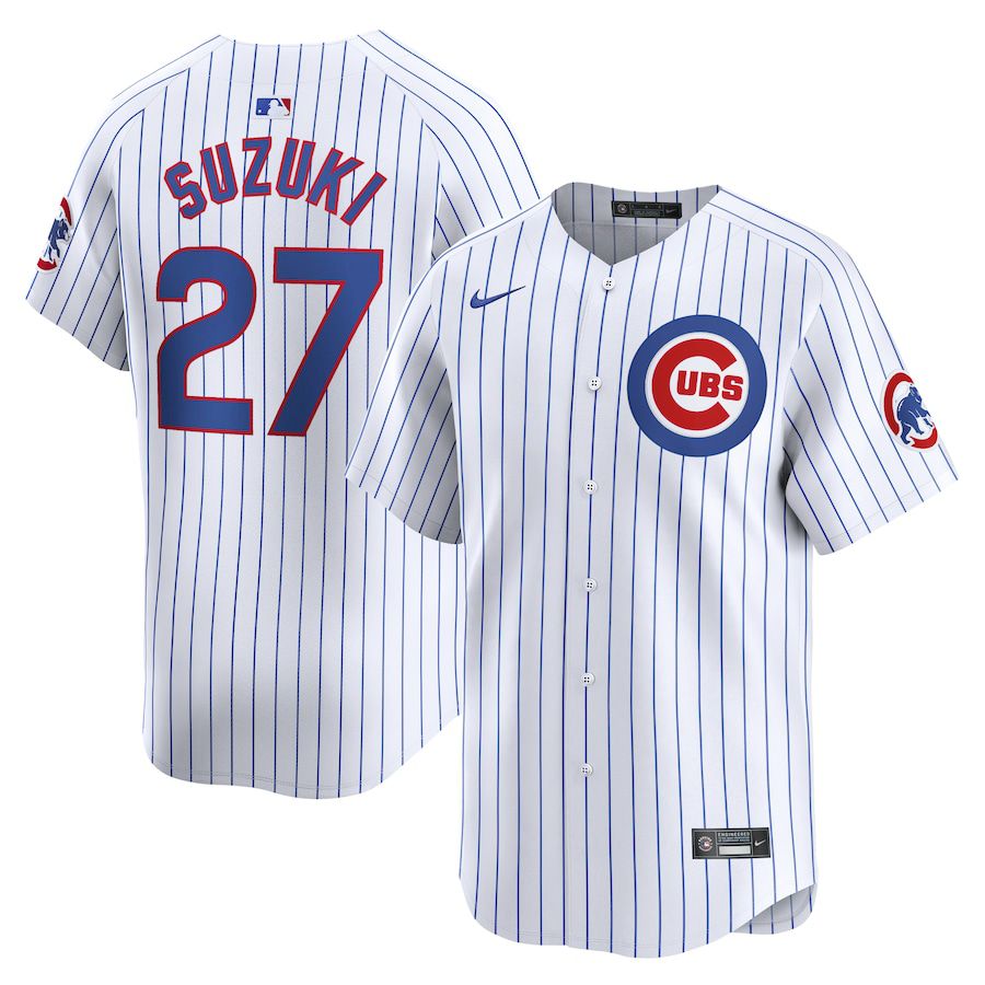 Men Chicago Cubs 27 Seiya Suzuki Nike White Home Limited Player MLB Jersey